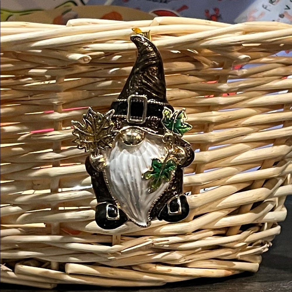 Napier Brown and Gold Gnome Brooch